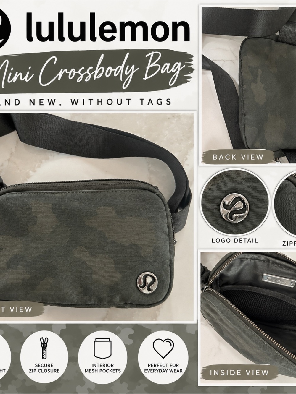 lululemon athletica Olive Camo Mini Crossbody Belt Bag